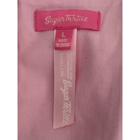 Sugar Thrillz Pink Embroidered Floral Under Bust Crop Top • Coquette Soft Goth L - Picture 12 of 14